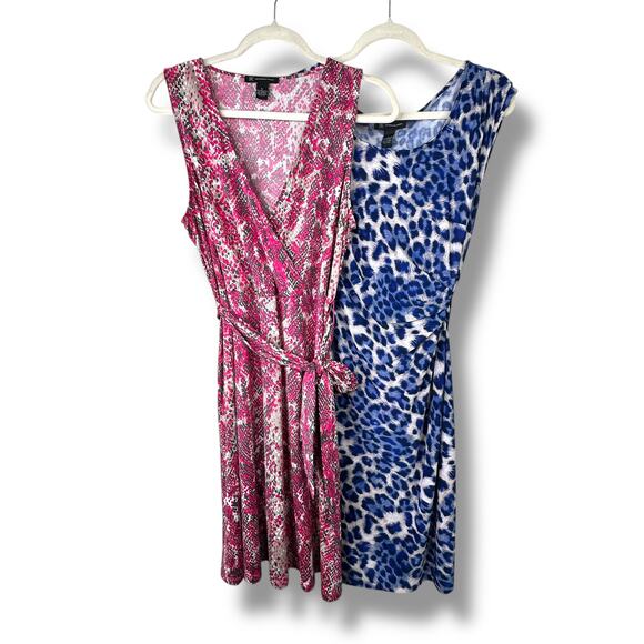 INC International Concepts Dresses & Skirts - INC International Concepts Bundle of 2 Pink Blue Printed Sleeveless Midi Dresses